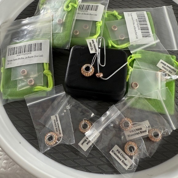 Stainless Steel Spacer Charms Crystal Beads Rose Gold - Picture 9 of 16